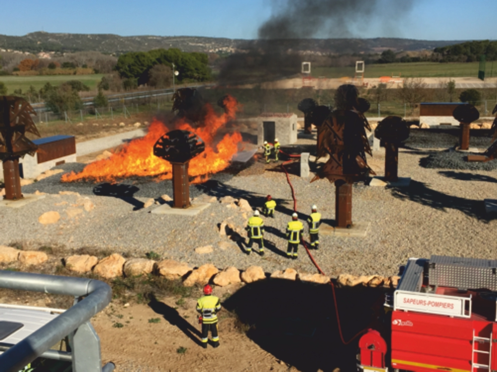 Brandbekämpfungstraining an einem Boden-/Vegetationsbrand